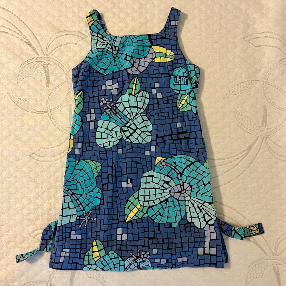 Vintage Lily Pulitzer girls dress size 7 Blue Mosaic print